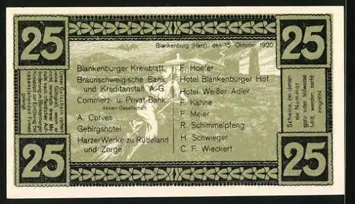 Notgeld Blankenburg a. Harz 1920, 25 Pfennig, Schloss