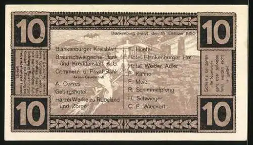 Notgeld Blankenburg a. Harz 1920, 10 Pfennig, Burg Regenstein