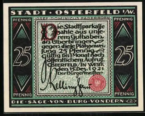 Notgeld Osterfeld i. W. 1921, 25 Pfennig, Ein Ritter am Meer
