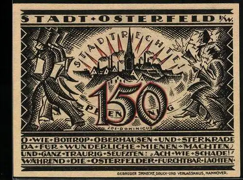 Notgeld Osterfeld i. W. 1921, 150 Pfennig, Osterfeld bekommt die Stadtrechte