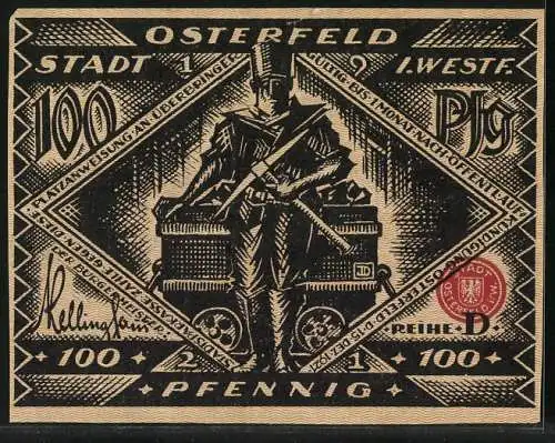 Notgeld Osterfeld i. W. 1921, 100 Pfennig, Die Menschen von Osterfeld haben ein böses Erwachen