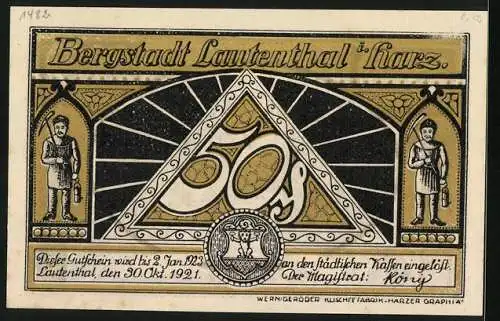 Notgeld Lautenthal i. Harz 1921, 50 Pfennig, An der Bismarckpromenade