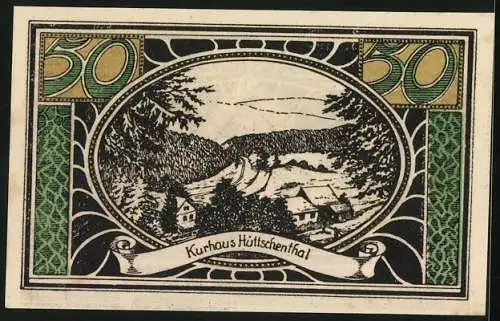 Notgeld Lautenthal i. Harz 1921, 50 Pfennig, Das Kurhaus Hüttschenthal