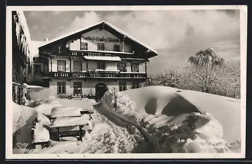 AK Salzburg, Gasthof Zistelalm am Gaisberg im Schnee