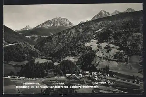 AK Mandling im Ennstale, Ortsansicht mit Bischofsmütze, Rötel- und Dachstein