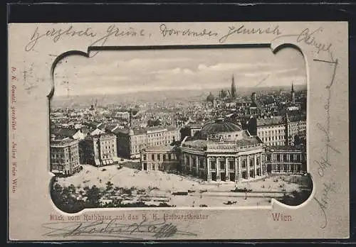 AK Wien, Blick vom Rathaus auf das K. K. Hofburgtheater