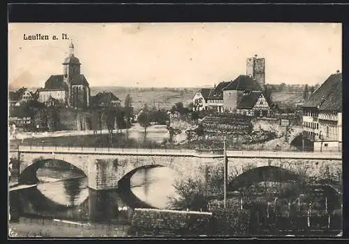 AK Lauffen, Ortsansicht mit Brücke