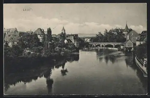 AK Lauf, Flusspartie mit Brücke