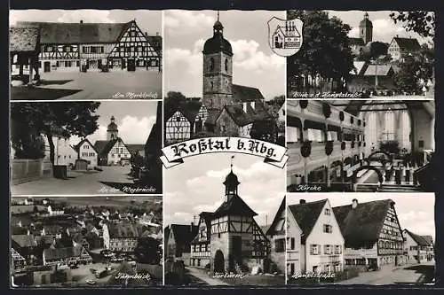 AK Rosstal / Mittelfranken, Am Marktplatz, Torturm, Inneres Kirche