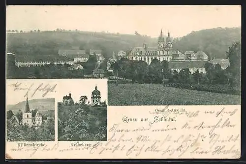 AK Schöntal / Jagst, Gesamtansicht, Kilianskirche, Kreuzberg