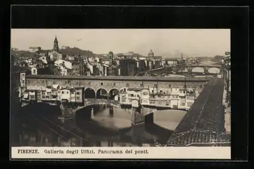 AK Firenze, Galleria degli Uffizi, Panorama dei ponti