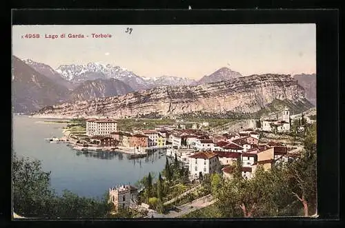 AK Torbole, Ortsansicht mit Lago di Garda aus der Vogelschau