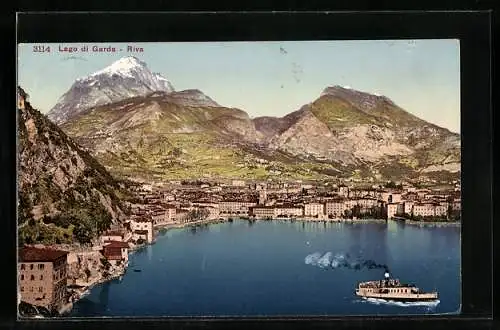 AK Riva del Garda, Panorama, Piroscafo