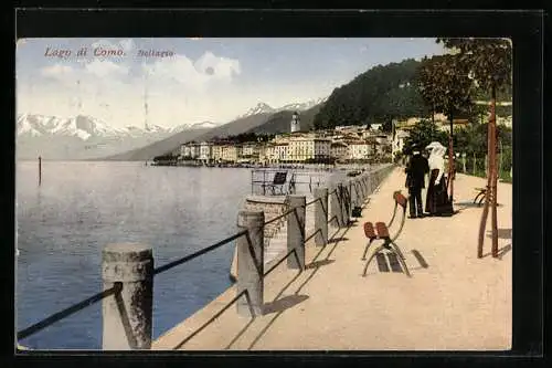AK Bellagio, Uferpromenade am Lago di Como
