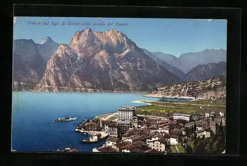 AK Torbole, sul Lago di Garda colla strada Ponale, Dampfer