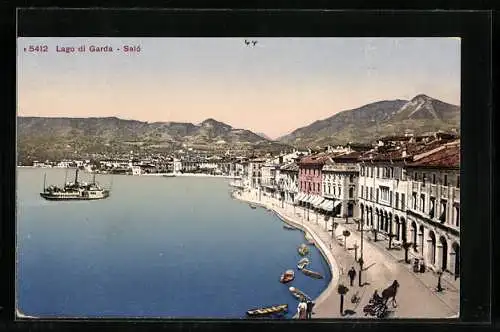 AK Saló, Die Uferpromenade aus der Vogelschau