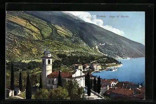 AK Torbole, Kirche mit Blick auf den Gardasee