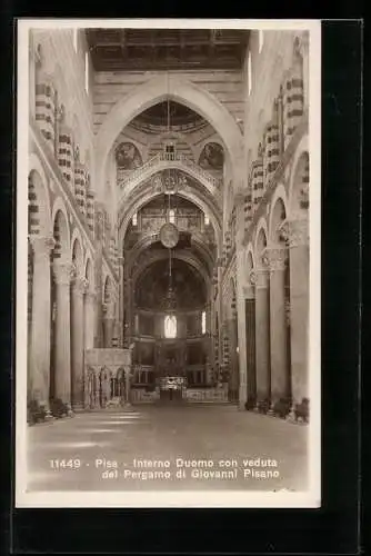 AK Pisa, Interno Duomo con veduta del Pergamo di Giovanni Pisano