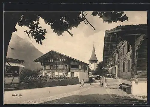 AK Aeschi, Strassenpartie mit Gasthaus