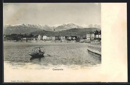 AK Lugano, Cassarate, Panorama mit Boot