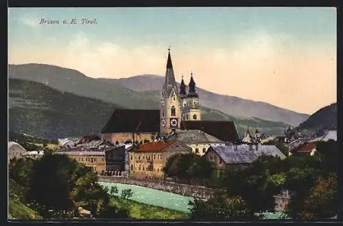 AK Brixen a. E., Ortsansicht mit Kirche