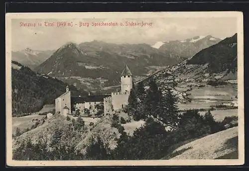 AK Sterzing in Tirol, Burg Sprechenstein und Stubaierferner