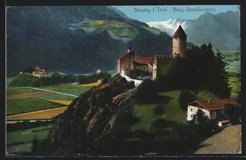 AK Sterzing i. Tirol, Burg Sprechenstein aus der Vogelschau
