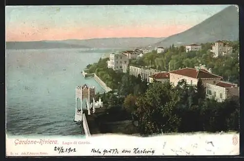 AK Gardone-Riviera, Ortspartie aus der Vogelschau