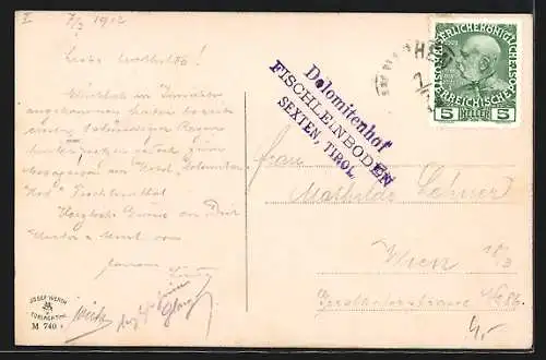 AK Innichen im Pustertale, Ortsansicht gegen Schusterspitze und Haunold