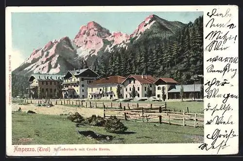 AK Schluderbach /Ampezzo, Ortsansicht mit Croda Rossa