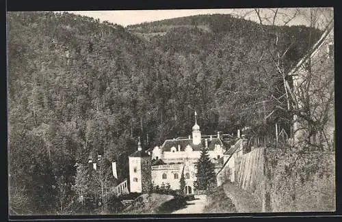 AK St. Johann b. Herberstein, Schloss Herberstein aus der Vogelschau