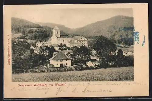 AK Kirchberg am Wechsel, Ortsansicht mit Kirche