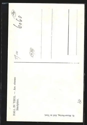 Künstler-AK Hall in Tirol, Partie am oberen Stadtplatz