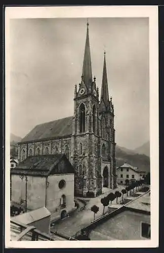 AK St. Johann i. P., Kirche aus der Vogelschau
