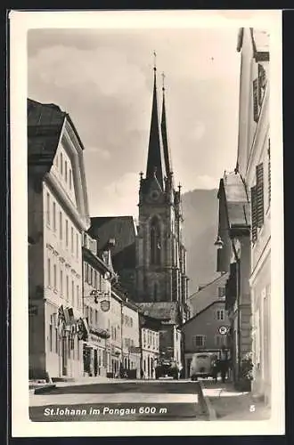 AK St. Johann im Pongau, Gasthaus mit Kirche