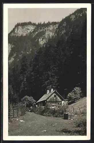 AK Neuberg /Mürz, Tirol Ausgang mit Hütte und Bergen