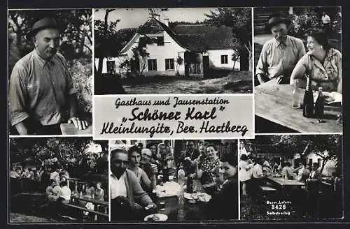AK Grafendorf bei Hartberg, Kleinlungitz, Gasthaus Schöner Karl, Wirt & Gäste