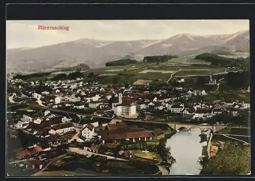 AK Mürzzuschlag, Ortsansicht mit Viadukt