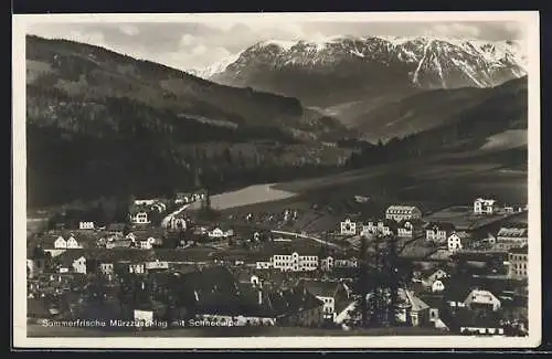 AK Mürzzuschlag, Blick über die Dächer zur Schneealpe