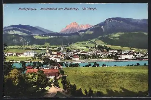AK Bischofshofen /Salzburg, Ortsansicht mit Mandelwand und Hochkönig