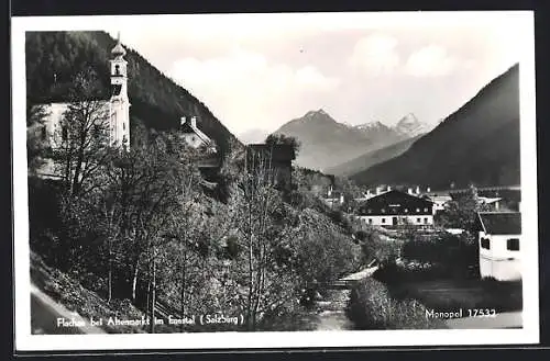 AK Flachau bei Altenmarkt im Ennstal, Ortsansicht mit Kirche