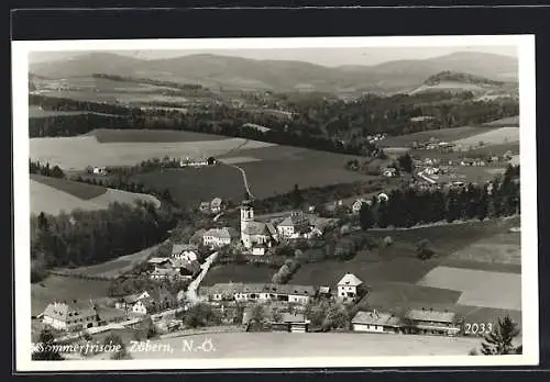 AK Zöbern, Blick aus der Vogelschau auf den Ort