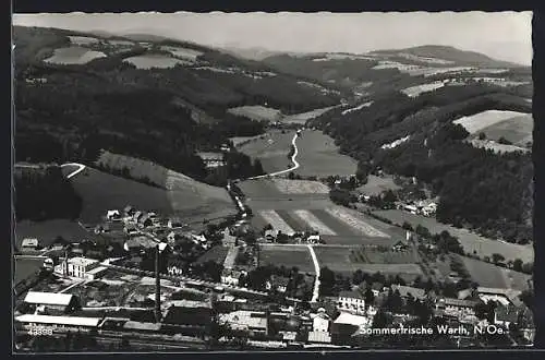 AK Warth /N. Oe., Ortsansicht aus der Vogelschau