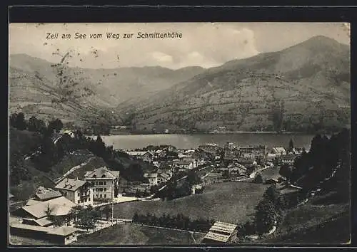 AK Zell am See, Ortsansicht vom Weg zur Schmittenhöhe