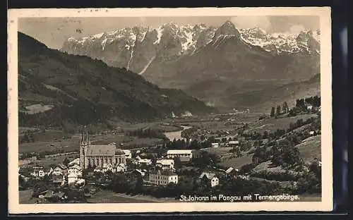 AK St. Johann im Pongau, Ortsansicht mit Tennengebirge