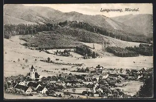 AK Langenwang /Mürztal, Totalansicht mit Kirche