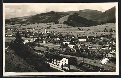 AK Langenwang /Steiermark, Ortsansicht mit Bahnhof