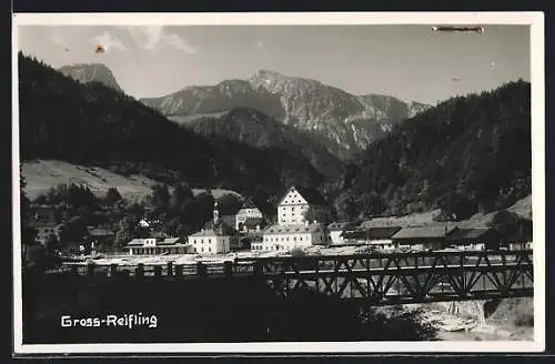 AK Gross-Reifling /Stmk., Ortsansicht mit Brücke