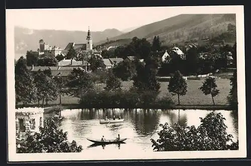 AK Puchberg am Schneeberg, Seepartie, Blick zur Kirche