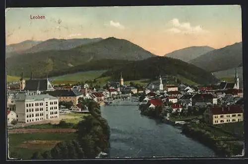 AK Leoben, Ortsansicht über dem Fluss